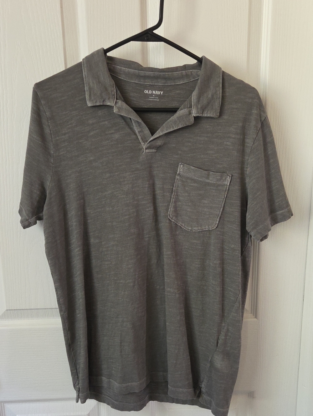 Old Navy Men's Slate Gray Short-Sleeve Polo with Chest Pocket